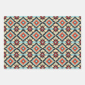 ウエスタンブラウンブラッククリームコウィドカウボーイ女性のカーボーイ ラッピングペーパーシート (正面3)