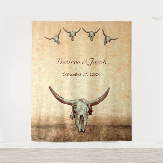 ウエスタンブラウンブルスカルズ結婚フォトブース タペストリー (正面)