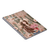 ウエスタンブラウンヘア女性のカーボーイピンクサボテン花 ノートブック (右側)