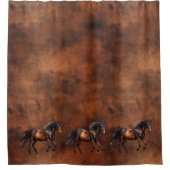 ウエスタンブラウンホースカウボーイ女性のカーボーイ シャワーカーテン (正面)