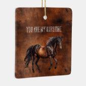 ウエスタンブラウンホースカウボーイ女性のカーボーイ セラミックオーナメント (右)