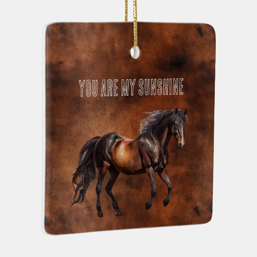 ウエスタンブラウンホースカウボーイ女性のカーボーイ セラミックオーナメント (右)