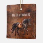 ウエスタンブラウンホースカウボーイ女性のカーボーイ セラミックオーナメント (左)