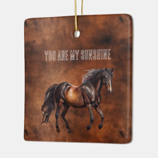 ウエスタンブラウンホースカウボーイ女性のカーボーイ セラミックオーナメント (左)