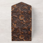 ウエスタンブラウン女性のカーボーイフローラ オールインワン招待状 (外側)