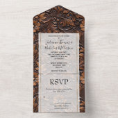 ウエスタンブラウン女性のカーボーイフローラ オールインワン招待状 (内側)