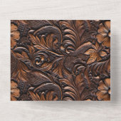 ウエスタンブラウン女性のカーボーイフローラ オールインワン招待状 (裏面)