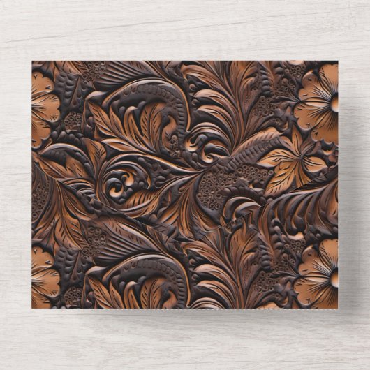 ウエスタンブラウン女性のカーボーイフローラ オールインワン招待状 (裏面)