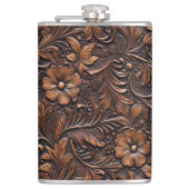 ウエスタンブラウン女性のカーボーイボヘミアンフローラ フラスク (正面)