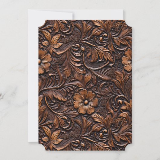 ウエスタンブラウン女性のカーボーイボヘミアンフローラ 招待状 (裏面)