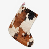 ウエスタンブラウン白黒コウィド ラージクリスマスストッキング (正面 (吊り時))
