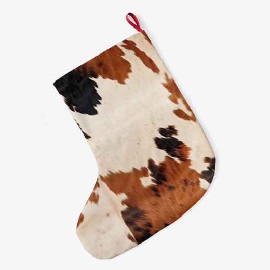 ウエスタンブラウン白黒コウィド ラージクリスマスストッキング (裏面 (吊り時))