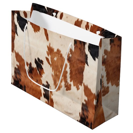 ウエスタンブラウン白黒コウィド ラージペーパーバッグ (正面アングル)