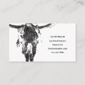 ウエスタンブラックアンドホワイト素朴ヴィンテージブルスカル 名刺 (裏面)