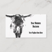 ウエスタンブラックアンドホワイト素朴ヴィンテージブルスカル 名刺 (正面)