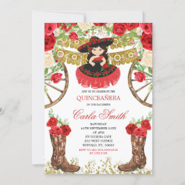 ウエスタンブラックドレスとレッドローズ15アノス 招待状