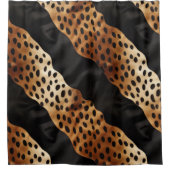 ウエスタンブラックブラウンクリームコウィド シャワーカーテン (正面)