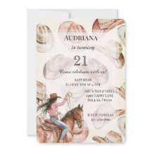 ウエスタンブラックヘア女性のカーボーイハット誕生日