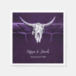 ウエスタンブルカウズスカルダークパープルホワイト素朴 スタンダードカクテルナプキン