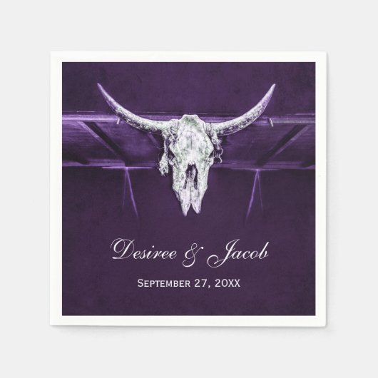ウエスタンブルカウズスカルダークパープルホワイト素朴 スタンダードカクテルナプキン (正面)
