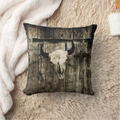 ウエスタンブルスカルウッドバーンセピアヴィンテージ クッション (ブランケット)