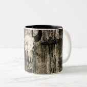 ウエスタンブルスカルウッドバーンセピアヴィンテージ ツートーンマグカップ (正面右)