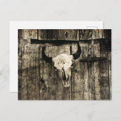 ウエスタンブルスカルウッドバーンセピア素朴ヴィンテージ ポストカード (正面/裏面)