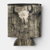 ウエスタンブルスカルウッドバーンセピア素朴ヴィンテージ 缶クーラー (正面)