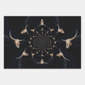 ウエスタンブルスカルカウボーイ抽象芸術ブラウンヴィンテージ ラッピングペーパーシート (正面2)