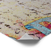 ウエスタンブルスカルティール(緑がかった色)ブルー素朴ヴィンテージ ポスター (角)