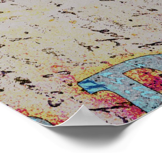 ウエスタンブルスカルティール(緑がかった色)ブルー素朴ヴィンテージ ポスター (角)