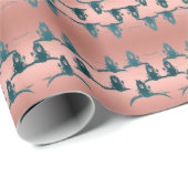 ウエスタンブルスカルバラ金ゴールドティール(緑がかった色)グリッターデザイン ラッピングペーパー (ロールコーナー)