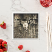 ウエスタンブルスカルバーンウッドセピア素朴ヴィンテージ スタンダードカクテルナプキン (インサイチュ)