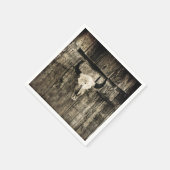 ウエスタンブルスカルバーンウッドセピア素朴ヴィンテージ スタンダードカクテルナプキン (角)