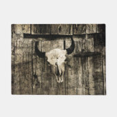 ウエスタンブルスカルバーンウッドセピア素朴ヴィンテージ ドアマット (正面)