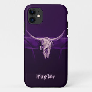 ウエスタンブルスカルパープルオール素朴ド iPhone 11 ケース