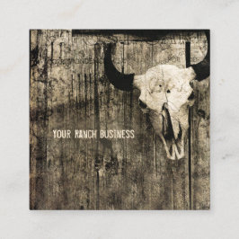 ウエスタンブルスカルヴィンテージセピアブラウン素朴 スクエア名刺