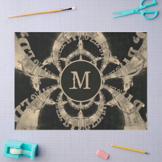 ウエスタンブルスカルヴィンテージセピアモノグラ素朴ム 薄葉紙 (クラフト)