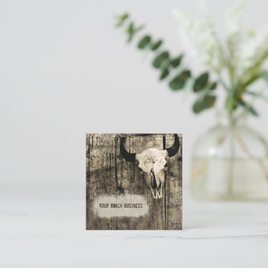 ウエスタンブルスカルヴィンテージセピア スクエア名刺 (スタンド正面)