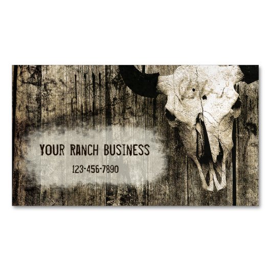 ウエスタンブルスカルヴィンテージセピア マグネット名刺