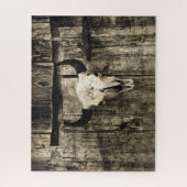 ウエスタンブルスカルヴィンテージブラウンバーンウッド素朴 ジグソーパズル (縦)