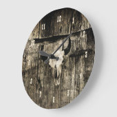 ウエスタンブルスカルヴィンテージ素朴ブラウンウッドバーン ラージ壁時計 (傾斜)