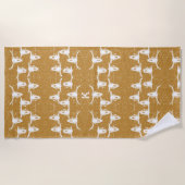 ウエスタンブルスカル金ゴールドホワイトエレガントグリッター ビーチタオル (正面)