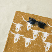 ウエスタンブルスカル金ゴールドホワイトエレガントグリッター ビーチタオル (インサイチュ)