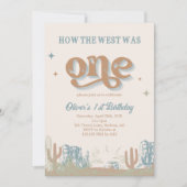 ウエスタンブルーカウボーイファースト誕生日 招待状 (正面)