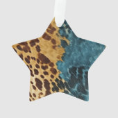 ウエスタンブルークリーム金ゴールドカウボーイ女性のカーボーイ牛追 オーナメント (裏面)