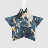 ウエスタンブルークリーム金ゴールドカウボーイ女性のカーボーイ牛追 オーナメント (正面)