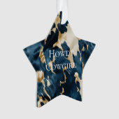 ウエスタンブルークリーム金ゴールドカウボーイ女性のカーボーイ牛追 オーナメント (正面)