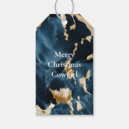 ウエスタンブルークリーム金ゴールドカウボーイ女性のカーボーイ牛追 ギフトタグ