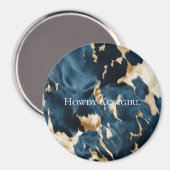 ウエスタンブルークリーム金ゴールドカウボーイ女性のカーボーイ牛追 マグネット (正面/裏面)